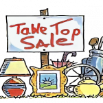 Group of items for sale with sign saying "Table Top Sale"